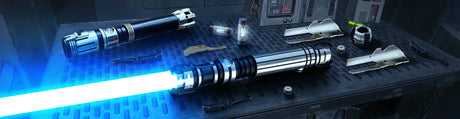 Lightsaber accessories including display stand, case and upgrade parts